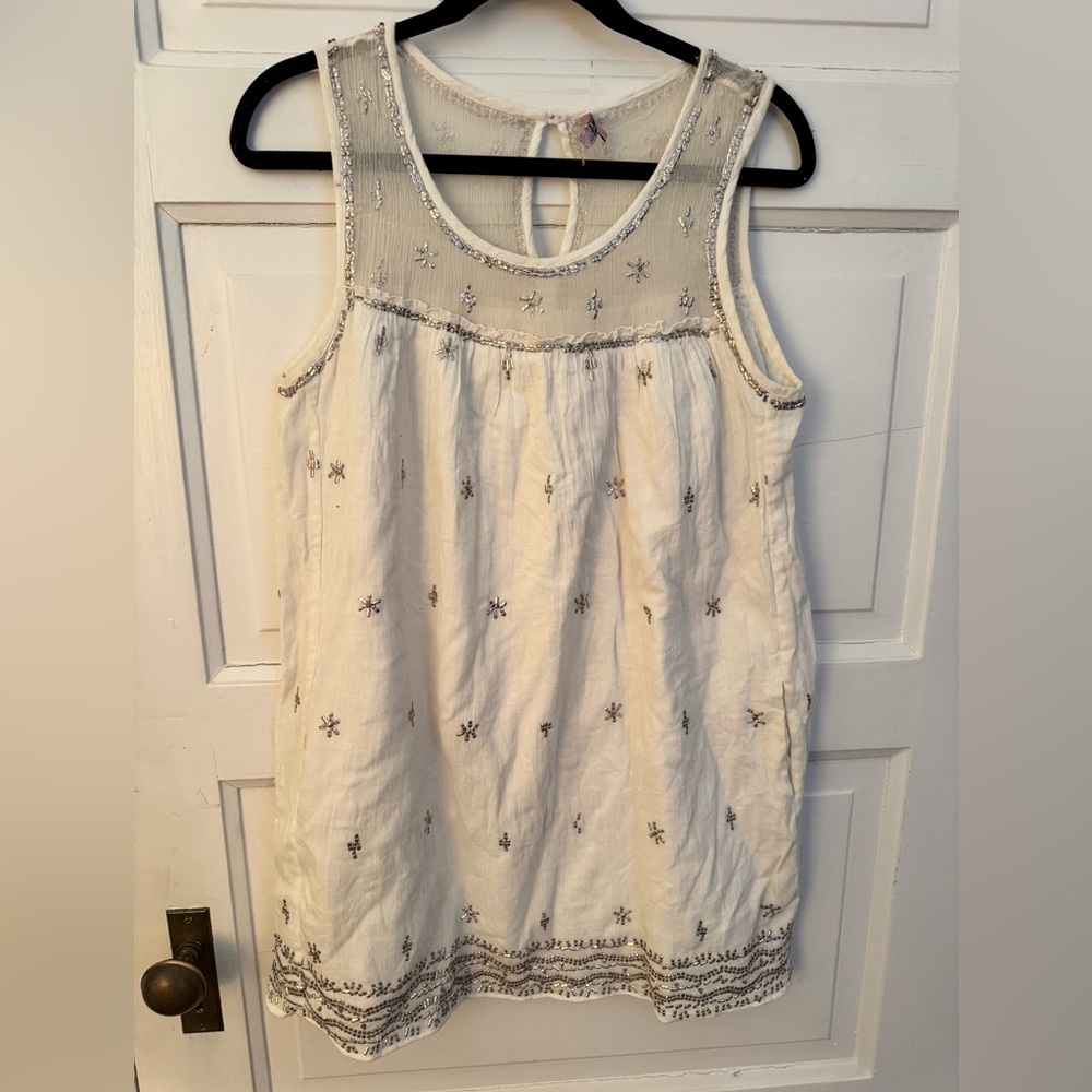 Calypso St. Barth White Dress with Silver Beading